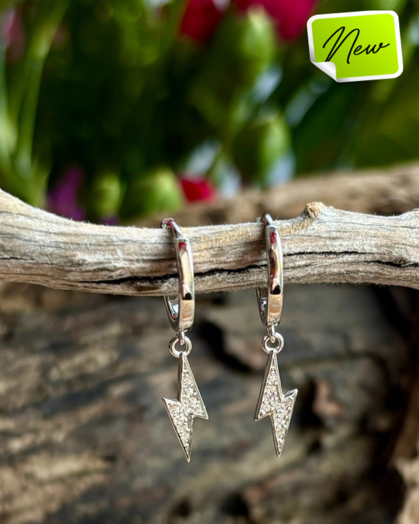 OCEAN RIPPLES- Cubic Zirconia Lightening Bolt Earrings