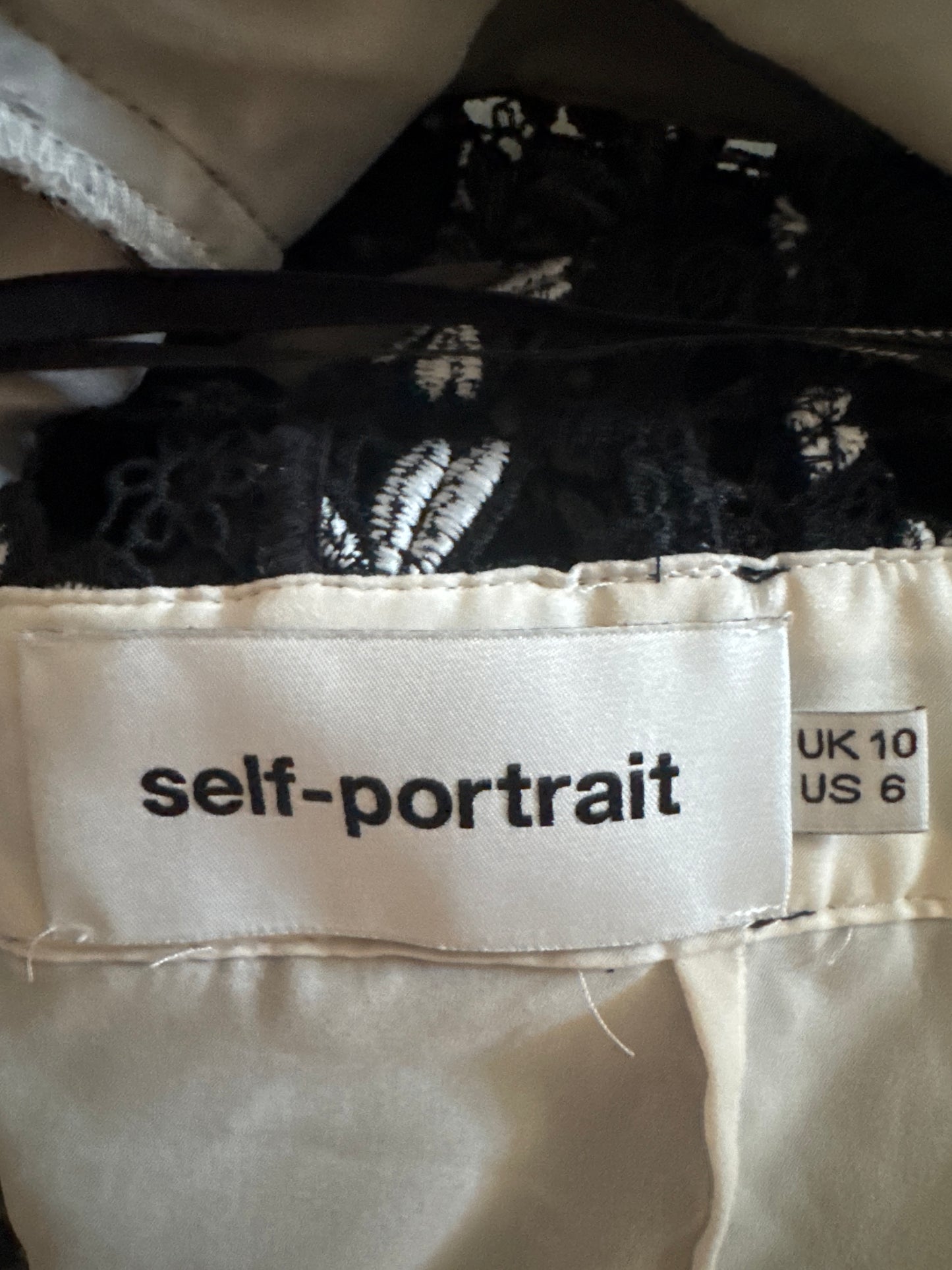 Self Portrait Antoinette lace pattern pre-loved dress- Size 10