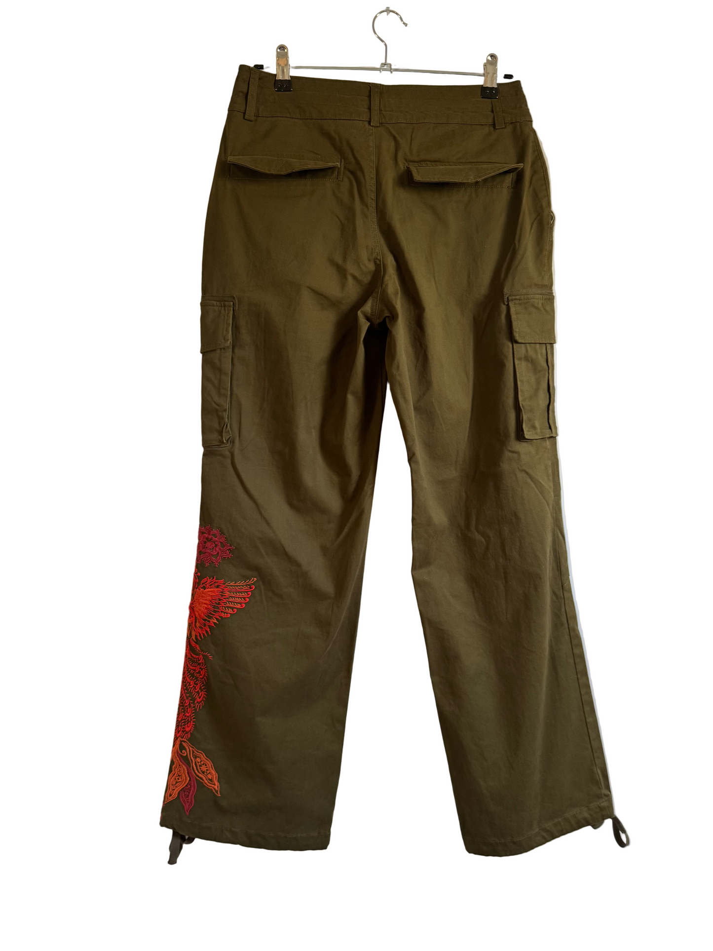 Joe Browns Pre Loved Khaki Embroidered Cargo Trousers