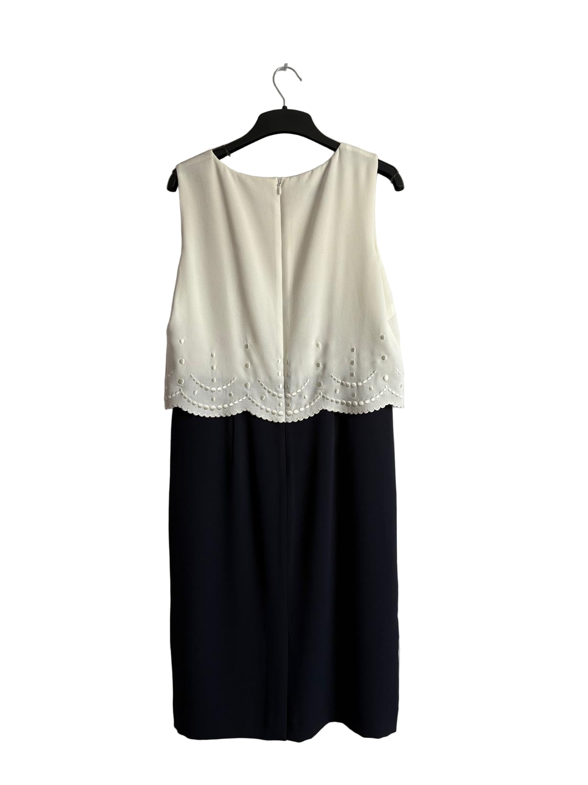 HOBBS pre loved white & navy dress
