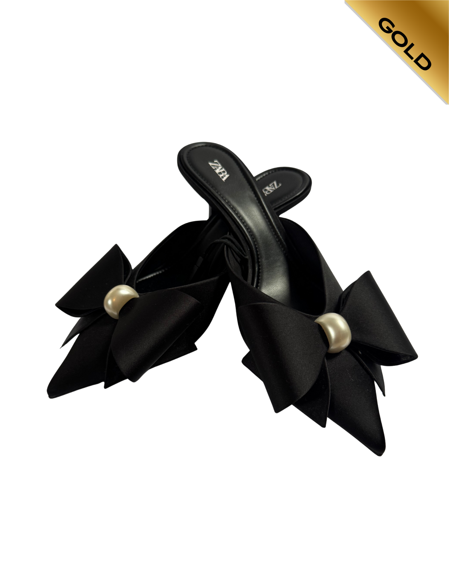 Zara pre loved bow detail high heel mules