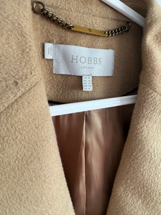 Hobbs camel knee length wool coat