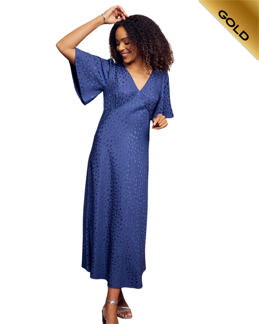 UNFOLDED Navy angel sleeve dress
