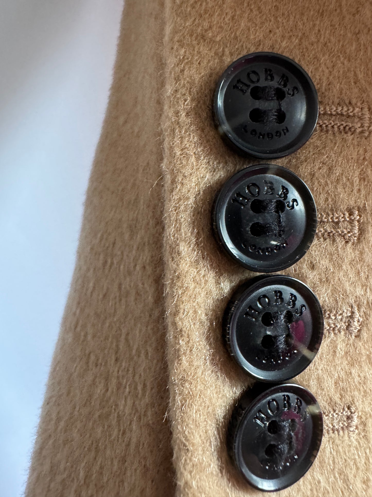 Hobbs camel knee length wool coat
