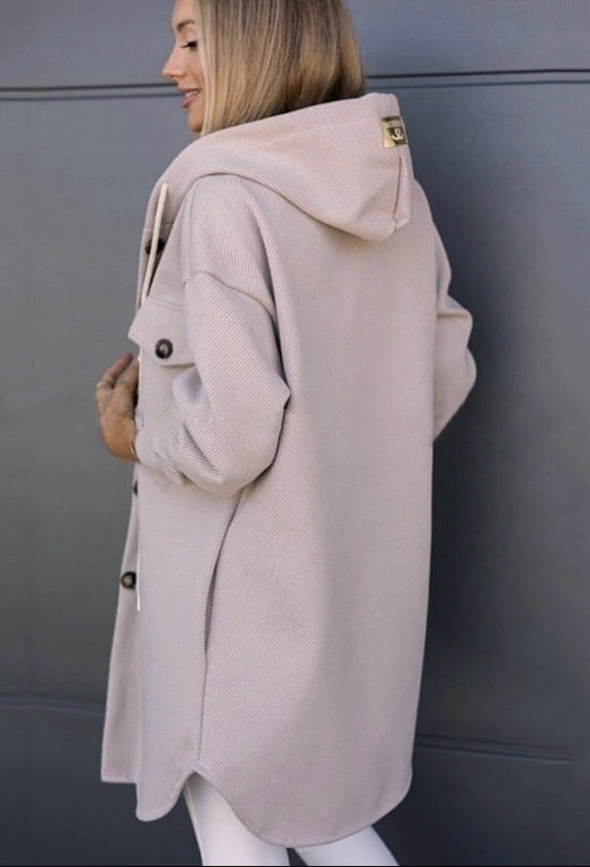 Pocket detail hooded shacket