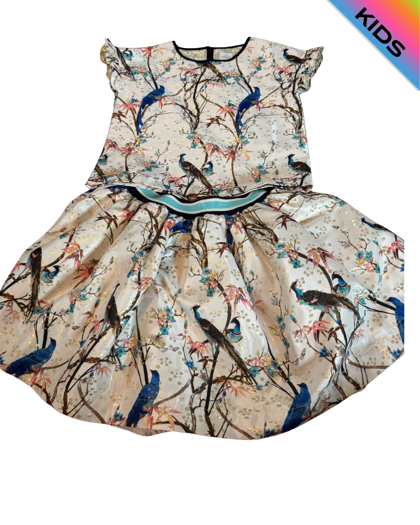 KIDS No Added Sugar Pre Loved Peacock Design Top and Skirt