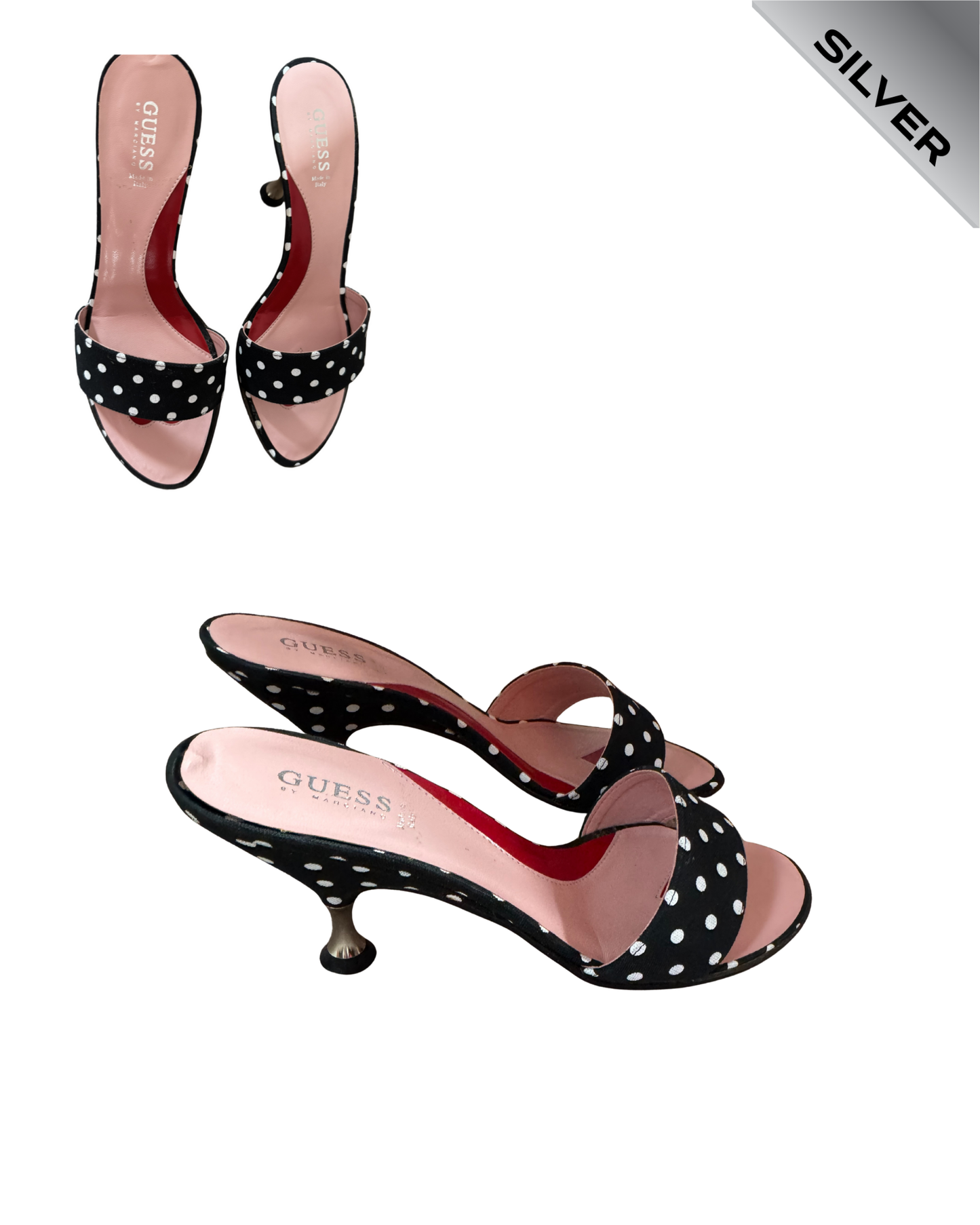 Pre Loved Spotty handbag and Guess by Marciano kitten heels