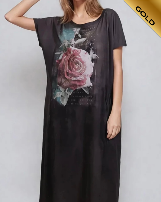 RELIGION rose print t-shirt style dress
