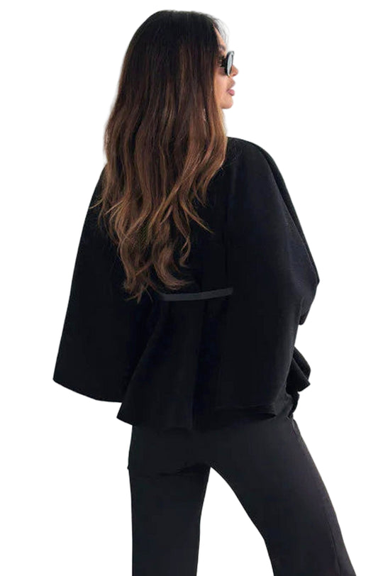 Button Detail Belted Poncho