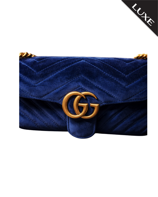 GUCCI GG Marmont pre loved velvet shoulder bag
