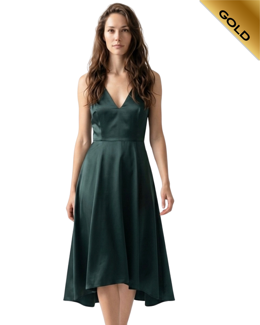 Ivy & Oak forest green waterfall hem dress- New with tags- Size UK 18