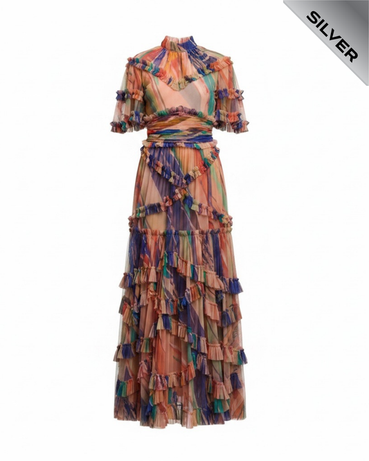 Karen Millen pre loved ruffle tulle maxi dress  Size 10