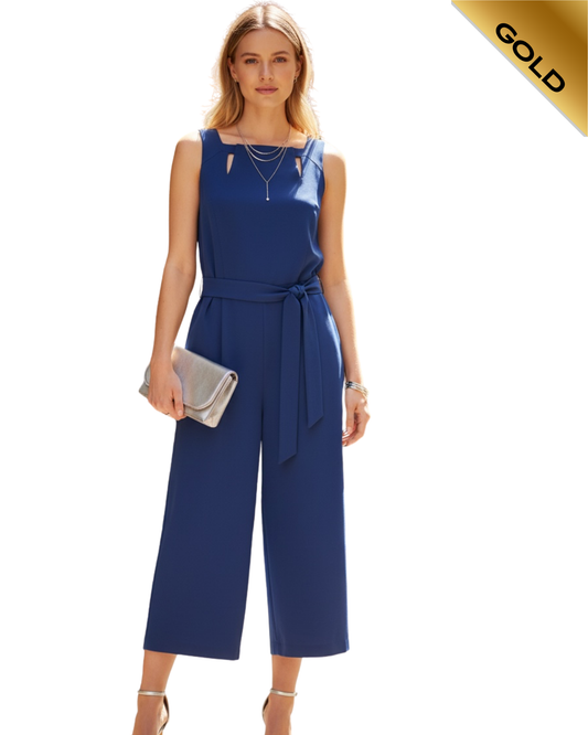 Karen Millen blue jumpsuit with tie  size 14 New with Tags