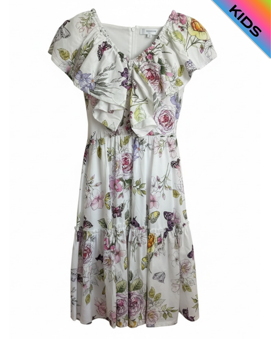 KIDS Monnalisa floral butterfly ruffle dress