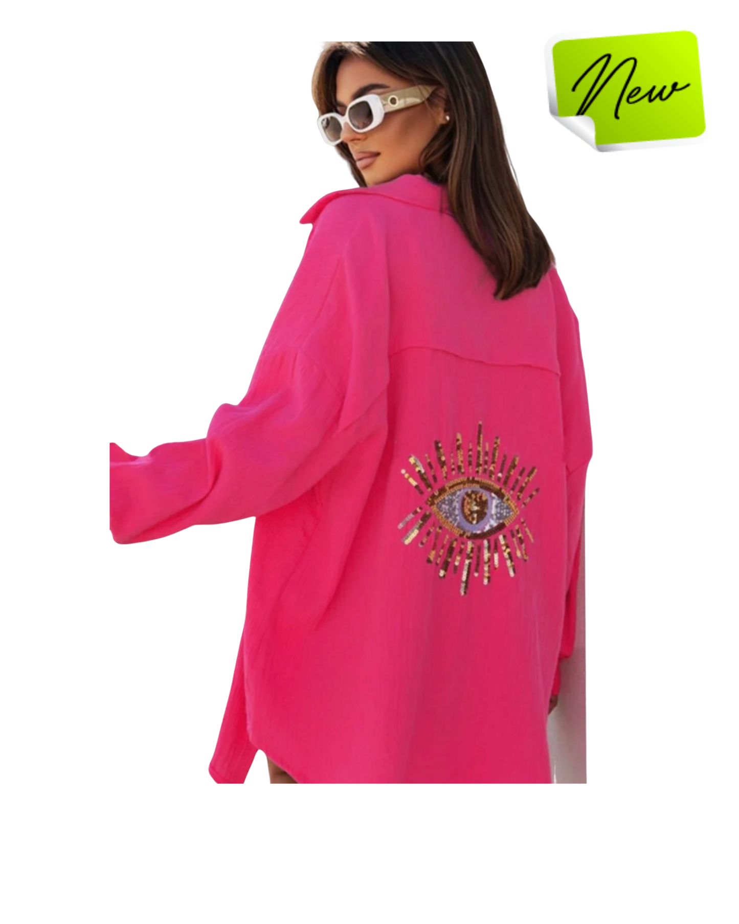 Sequin back 'EYE' oversized shirt