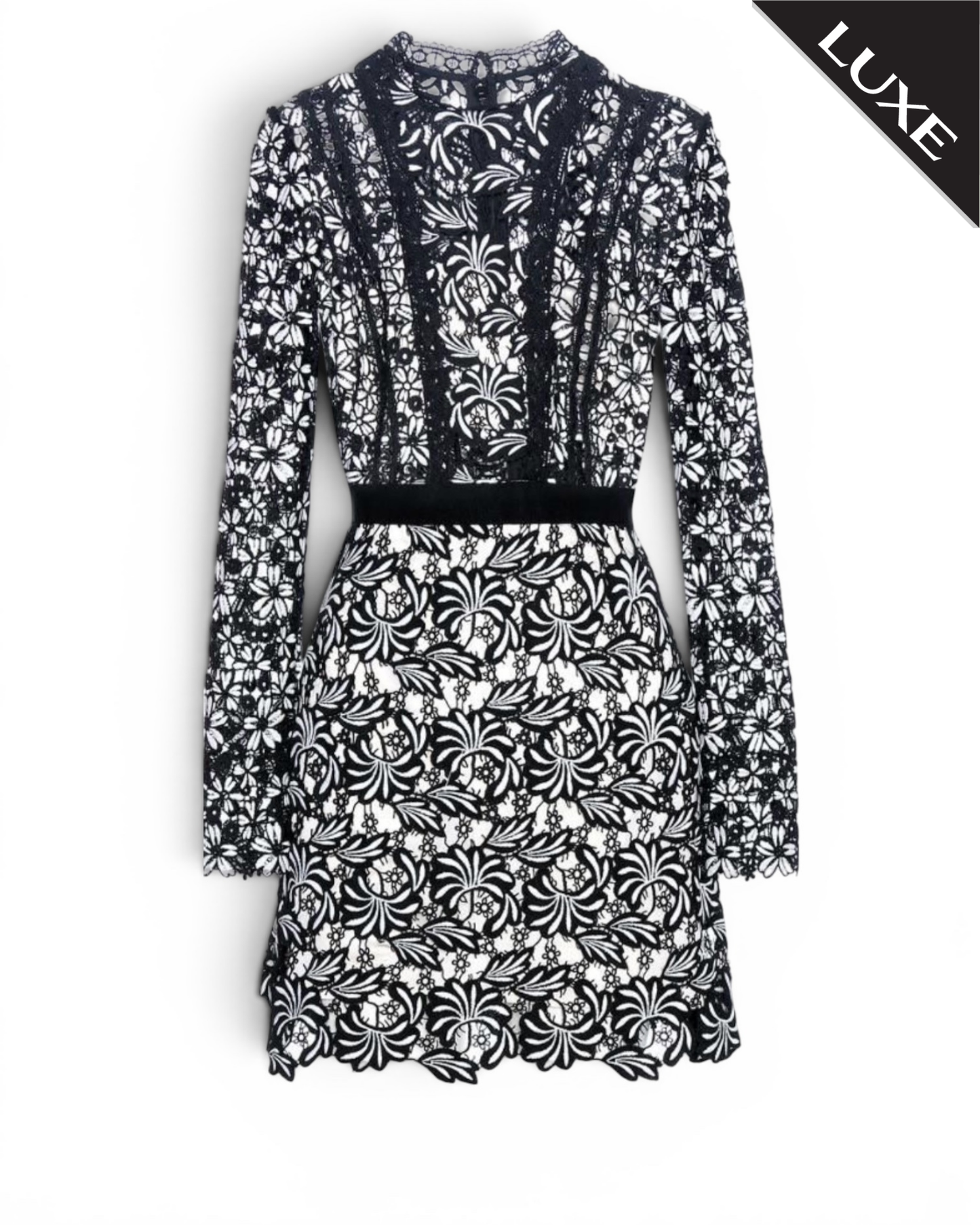 Self Portrait Antoinette lace pattern pre-loved dress- Size 10