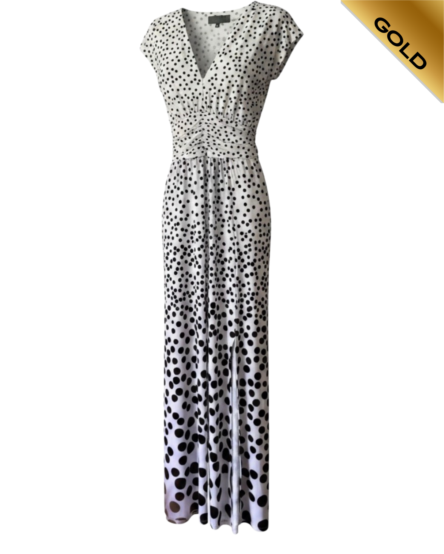Sosander white & black spot maxi dress