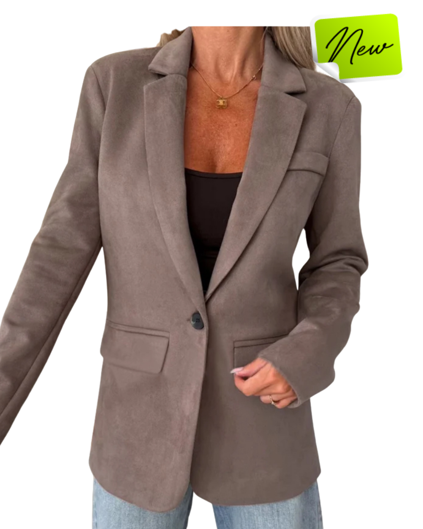 Classic Fit Suede-Look Velour Blazer Jacket