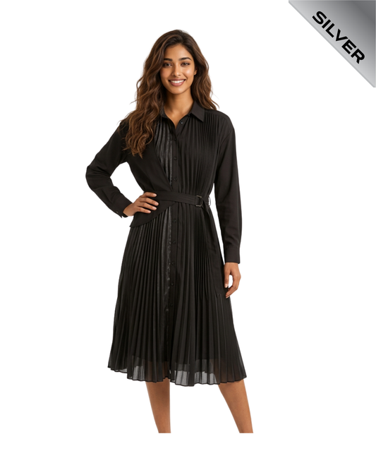 UCHUU black pleated dress