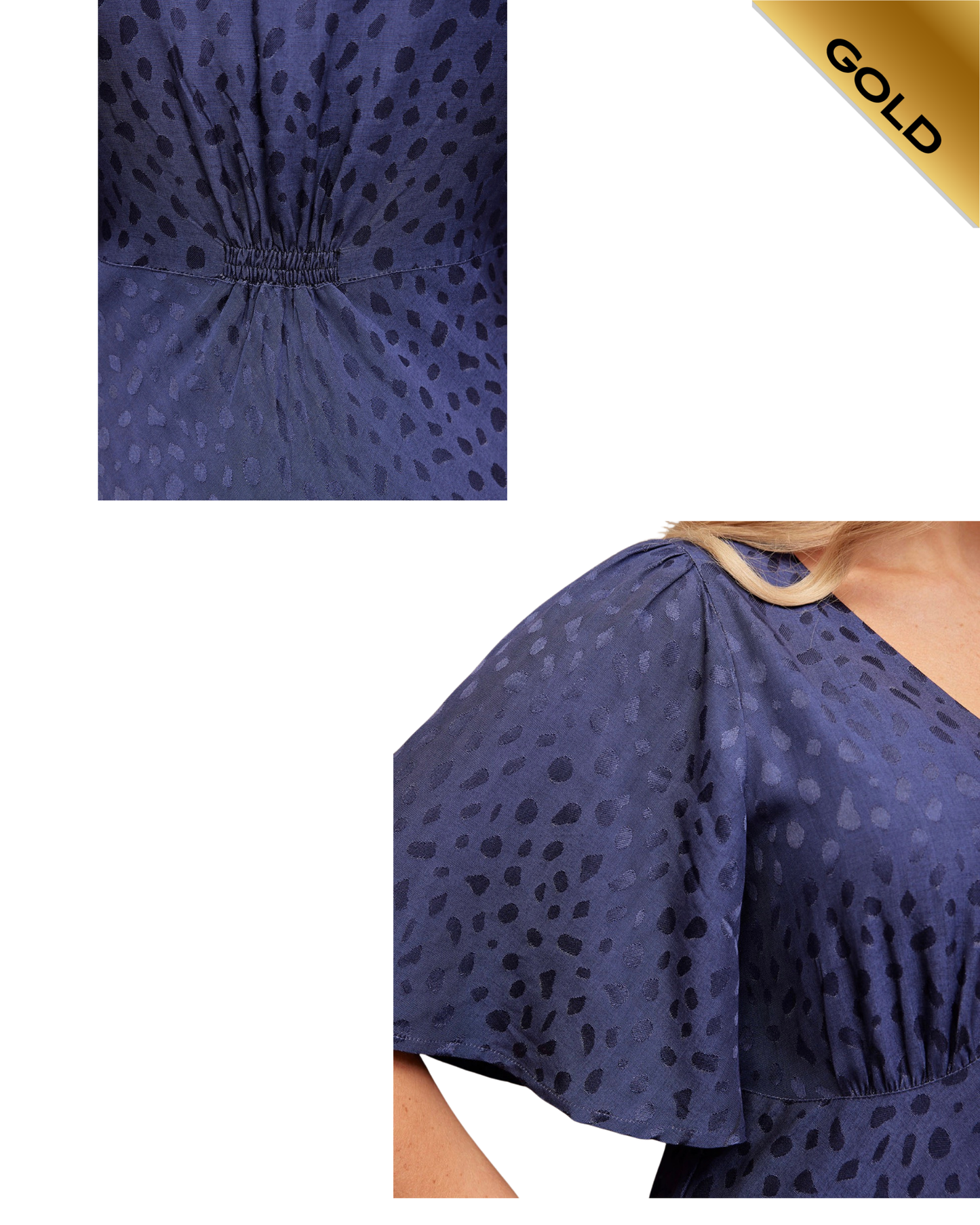 UNFOLDED Navy angel sleeve dress
