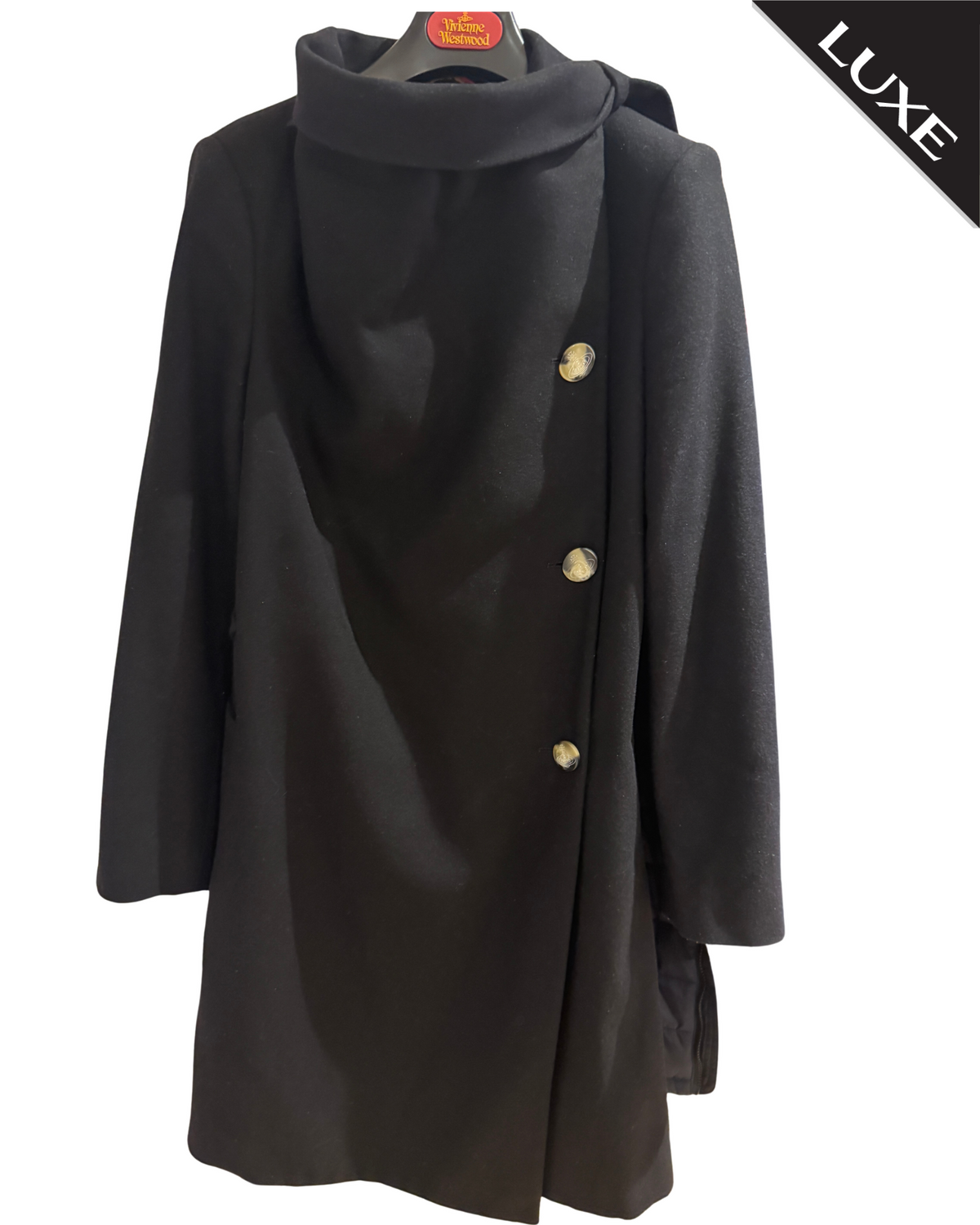 Women's Luxe Vivienne Westwood red label black coat pre loved size 16