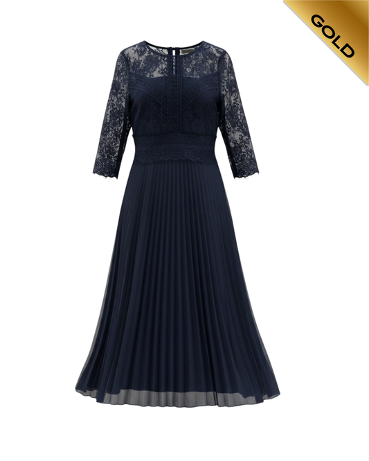 YUMI new with tags navy lace pleated dress
